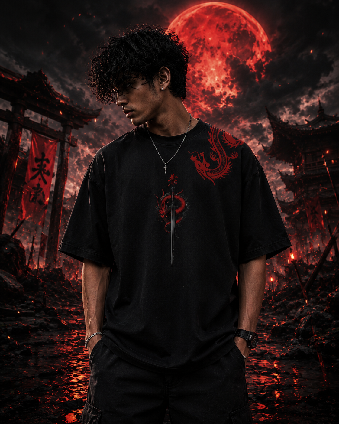 Ninja Dragon Oversized Boxy Fit T-Shirt